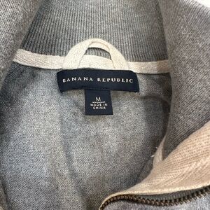 Banana Republic Heather Gray zip up cardigan w pockets, men's medium cotton/wool